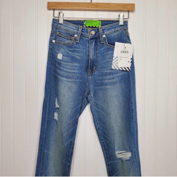 Free People x Sandrine Rose Distressed Super Flare Jeans Size 24 NWT High Rise - Picture 5 of 9